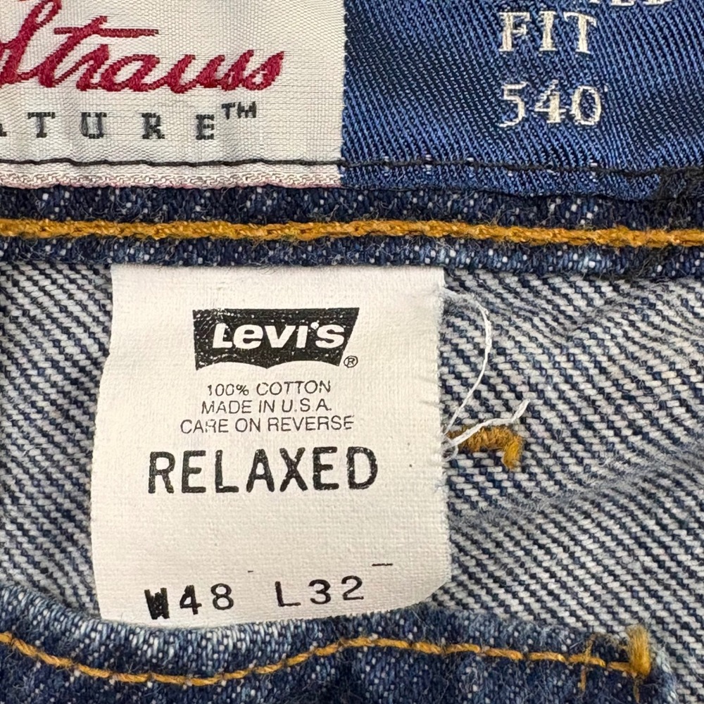 Vintage Levis 540 Relaxed Fit Jeans Mens 48x32 Made in USA Orange Tab Dark Wash - Picture 7 of 13